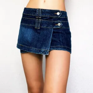 90s Mini Denim Wrap Skirt