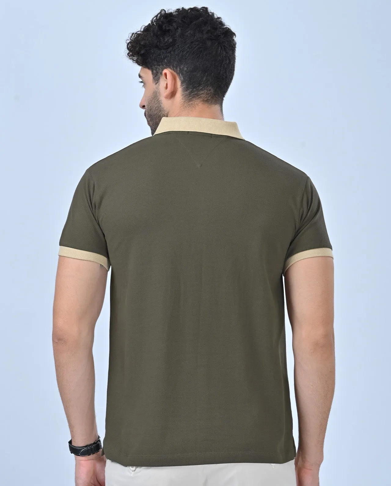 Aero Organic Olive Green Retro Polo T-Shirt