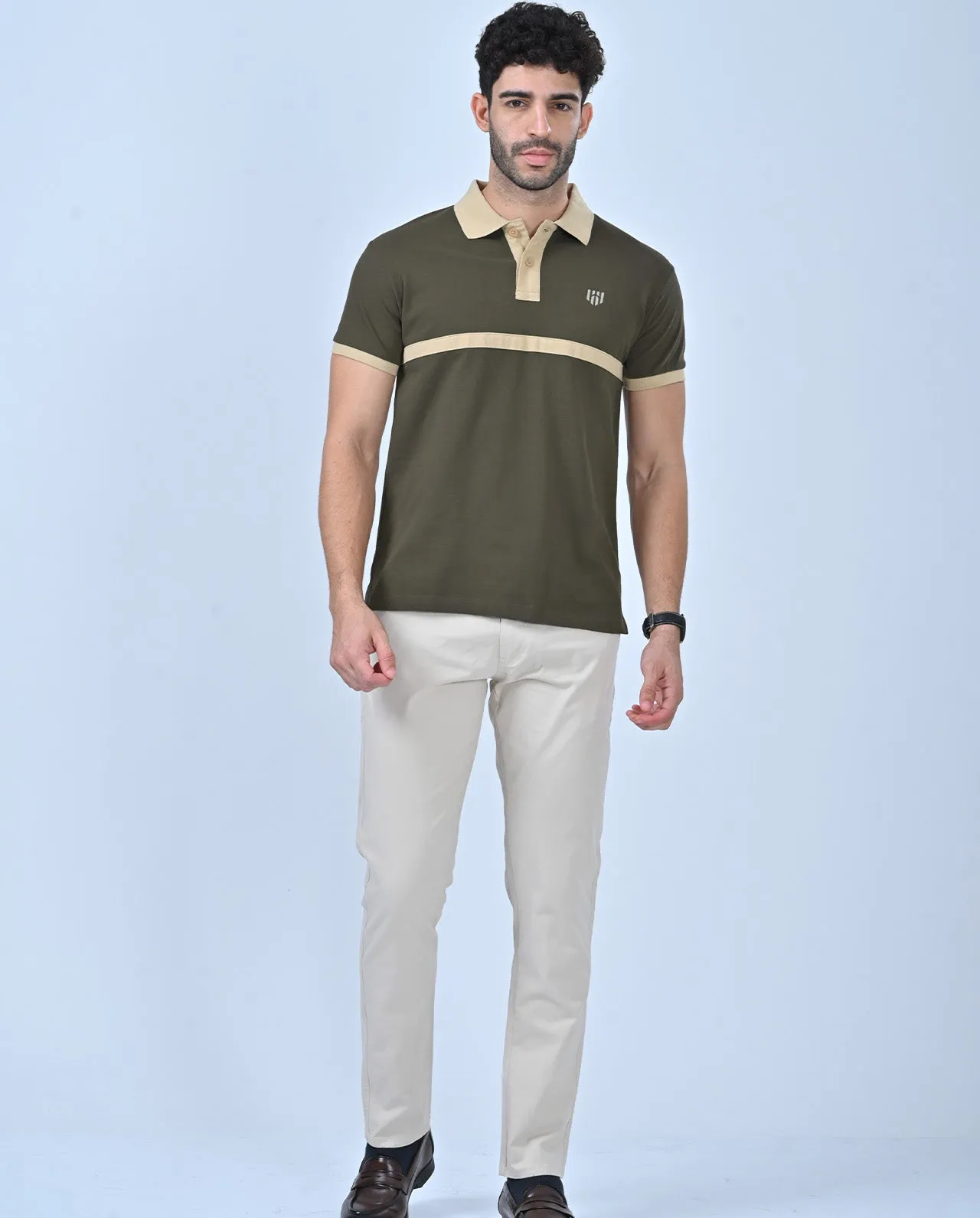 Aero Organic Olive Green Retro Polo T-Shirt