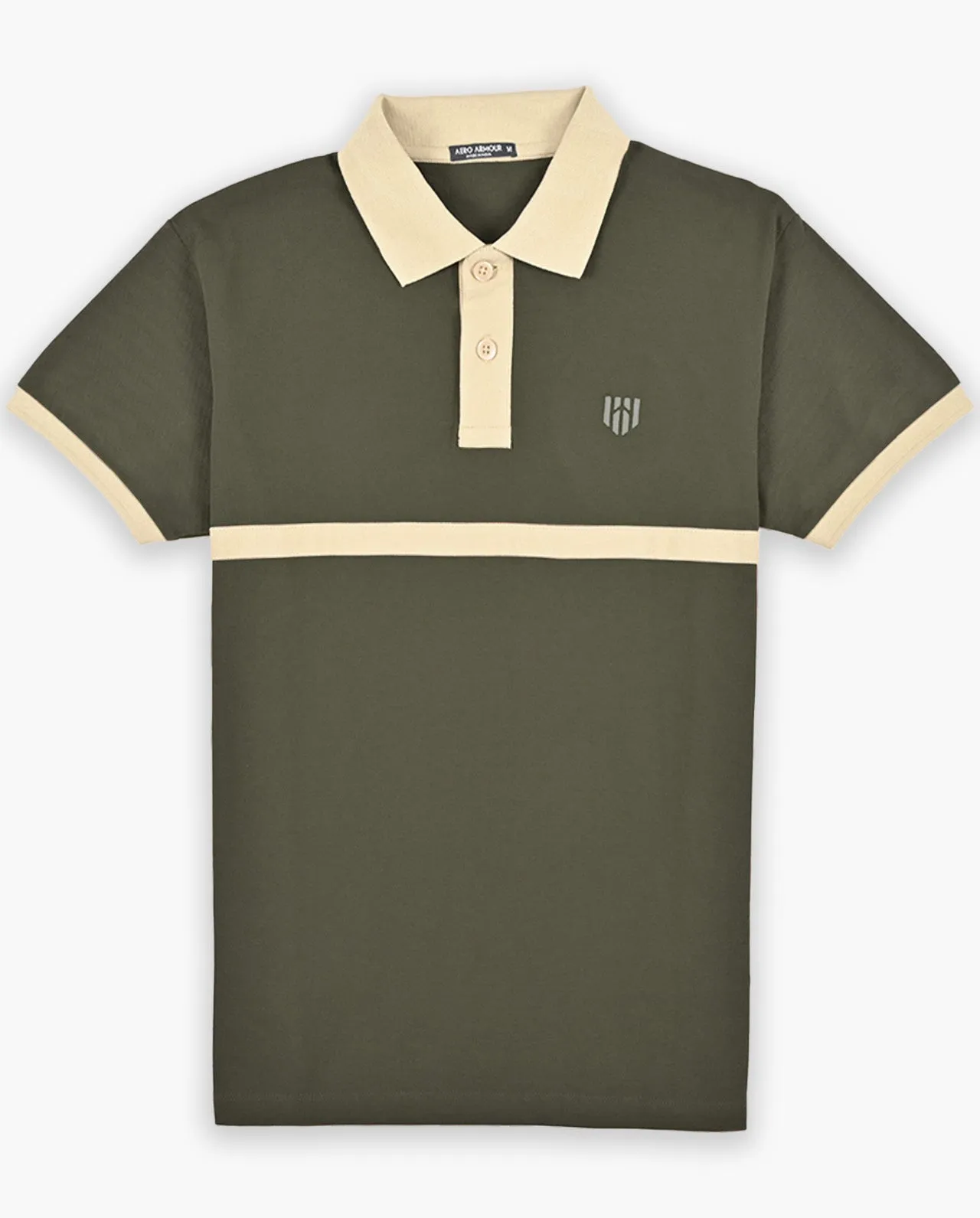 Aero Organic Olive Green Retro Polo T-Shirt