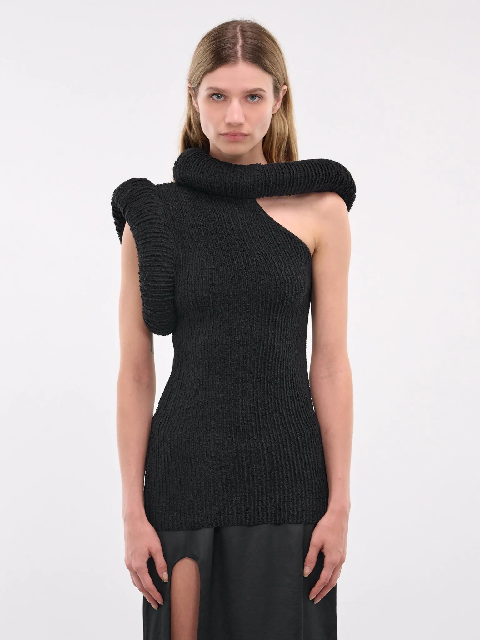 Asymmetric Knit Blouse (A60527-900-BLACK)