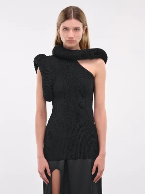 Asymmetric Knit Blouse (A60527-900-BLACK)