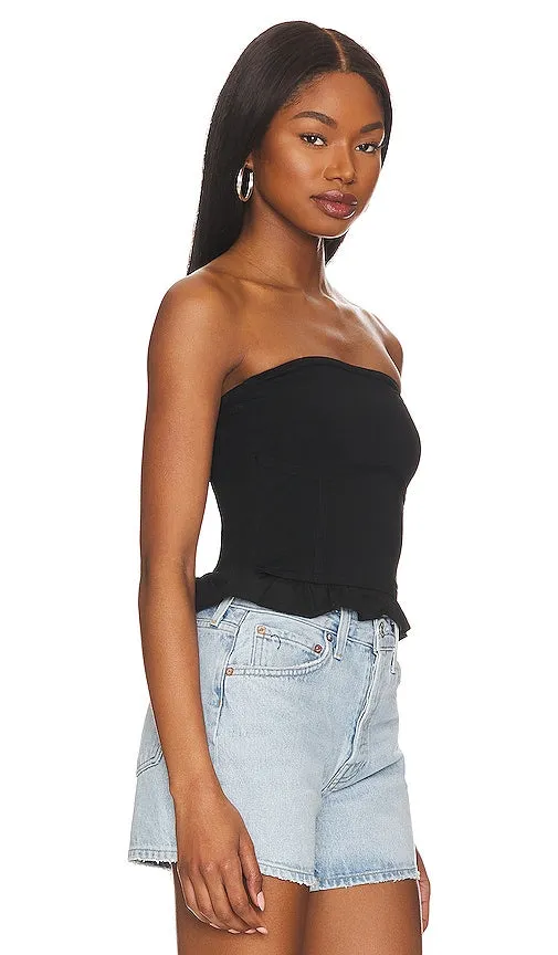 Autumn Cashmere Ruffled Corset Tube Top in Black