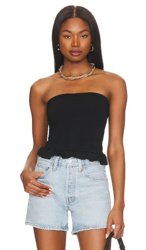 Autumn Cashmere Ruffled Corset Tube Top in Black