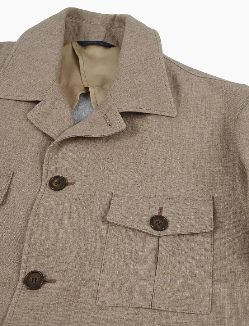 Beige Linen Field Jacket