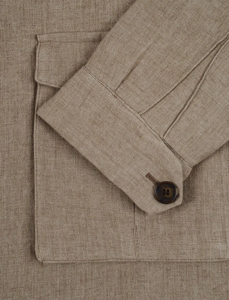 Beige Linen Field Jacket