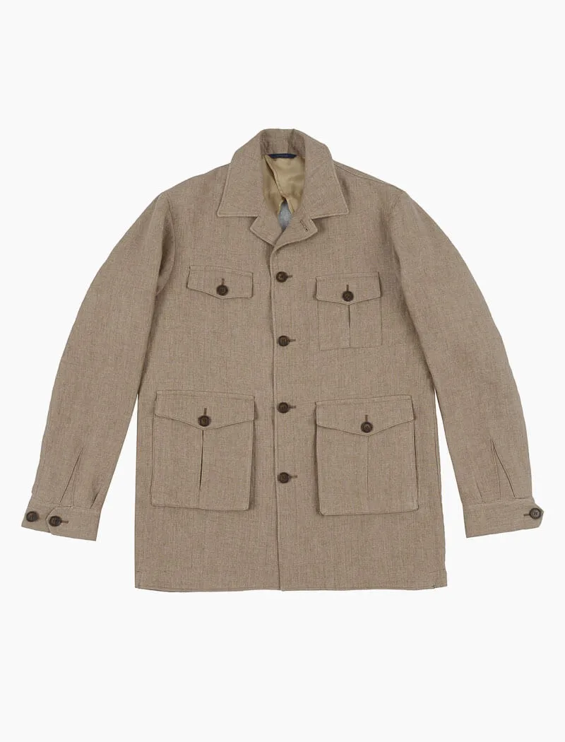 Beige Linen Field Jacket