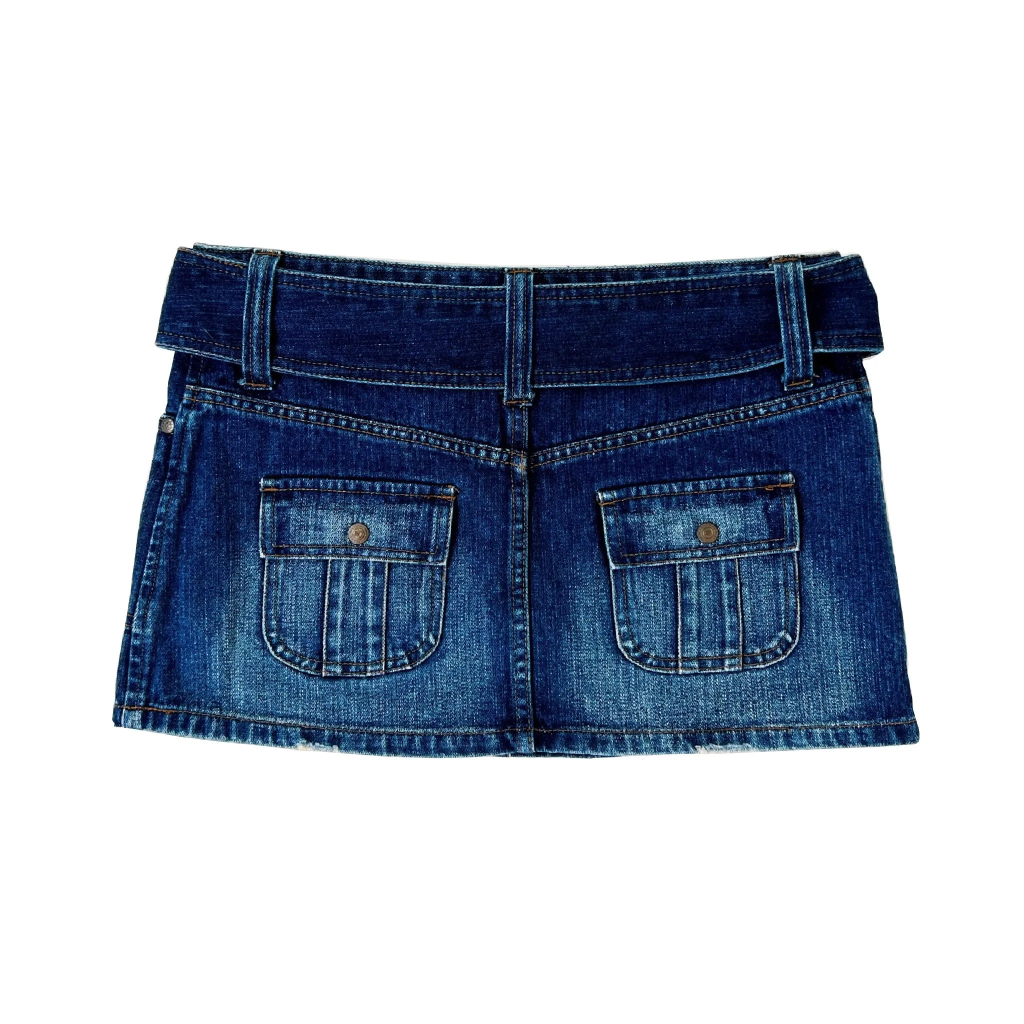 Belted Denim Micro Mini Skirt (XS)