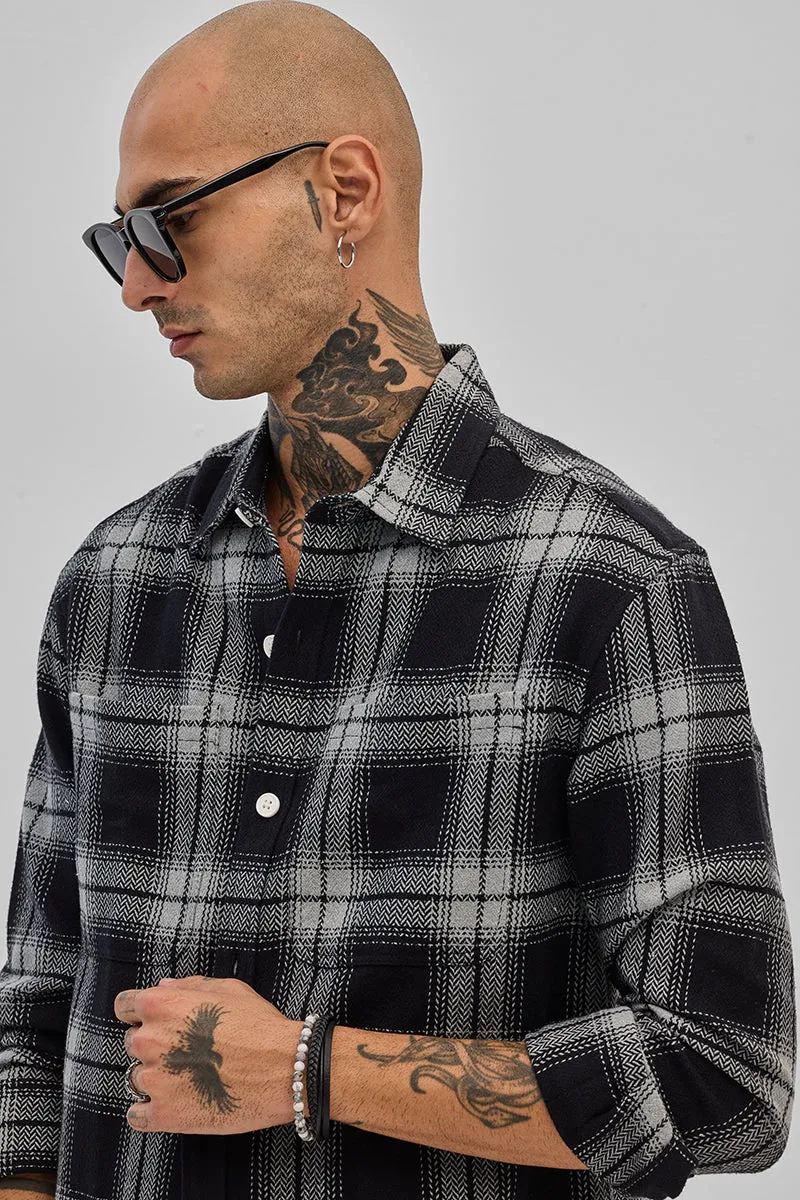 Black Flannel Checks Slim Fit Shirt