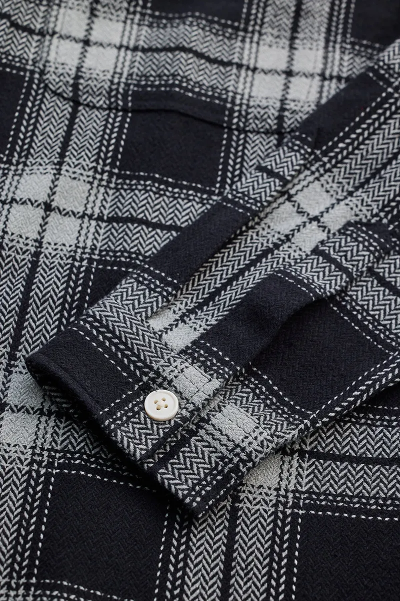 Black Flannel Checks Slim Fit Shirt