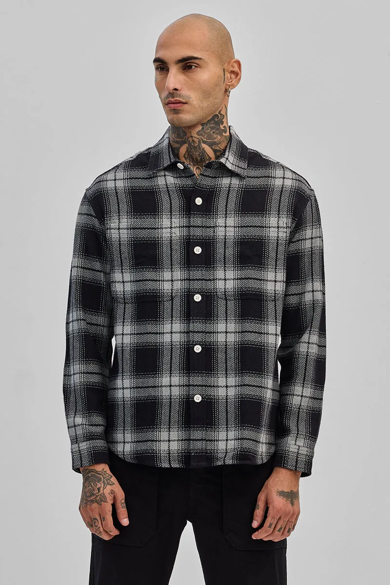 Black Flannel Checks Slim Fit Shirt
