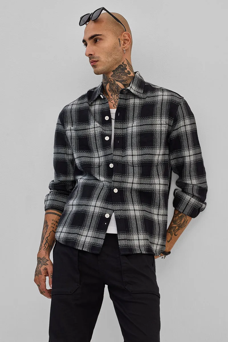 Black Flannel Checks Slim Fit Shirt