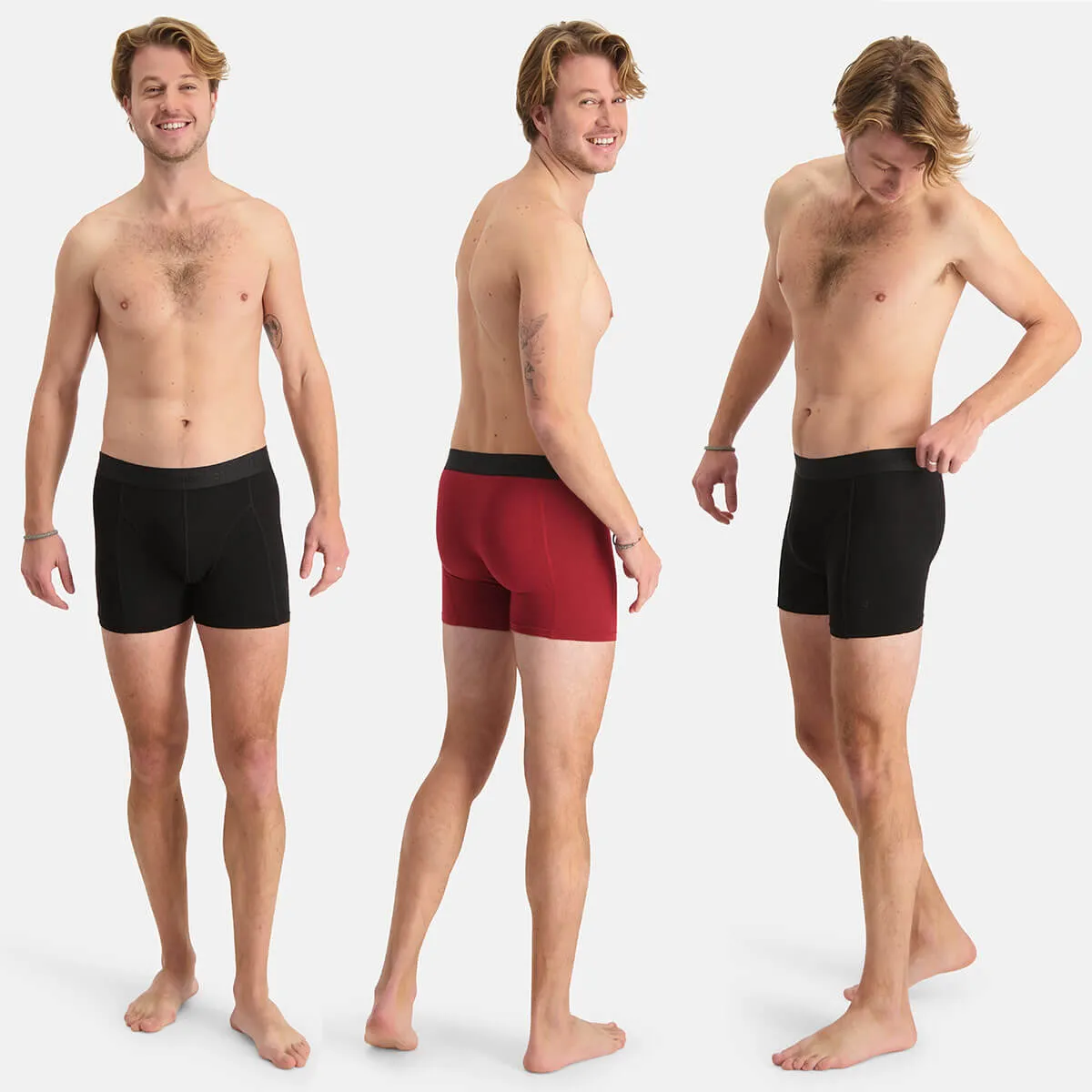 Boxershorts Rick (3-pack) - Bordeaux Rood, Zwart & Zwart