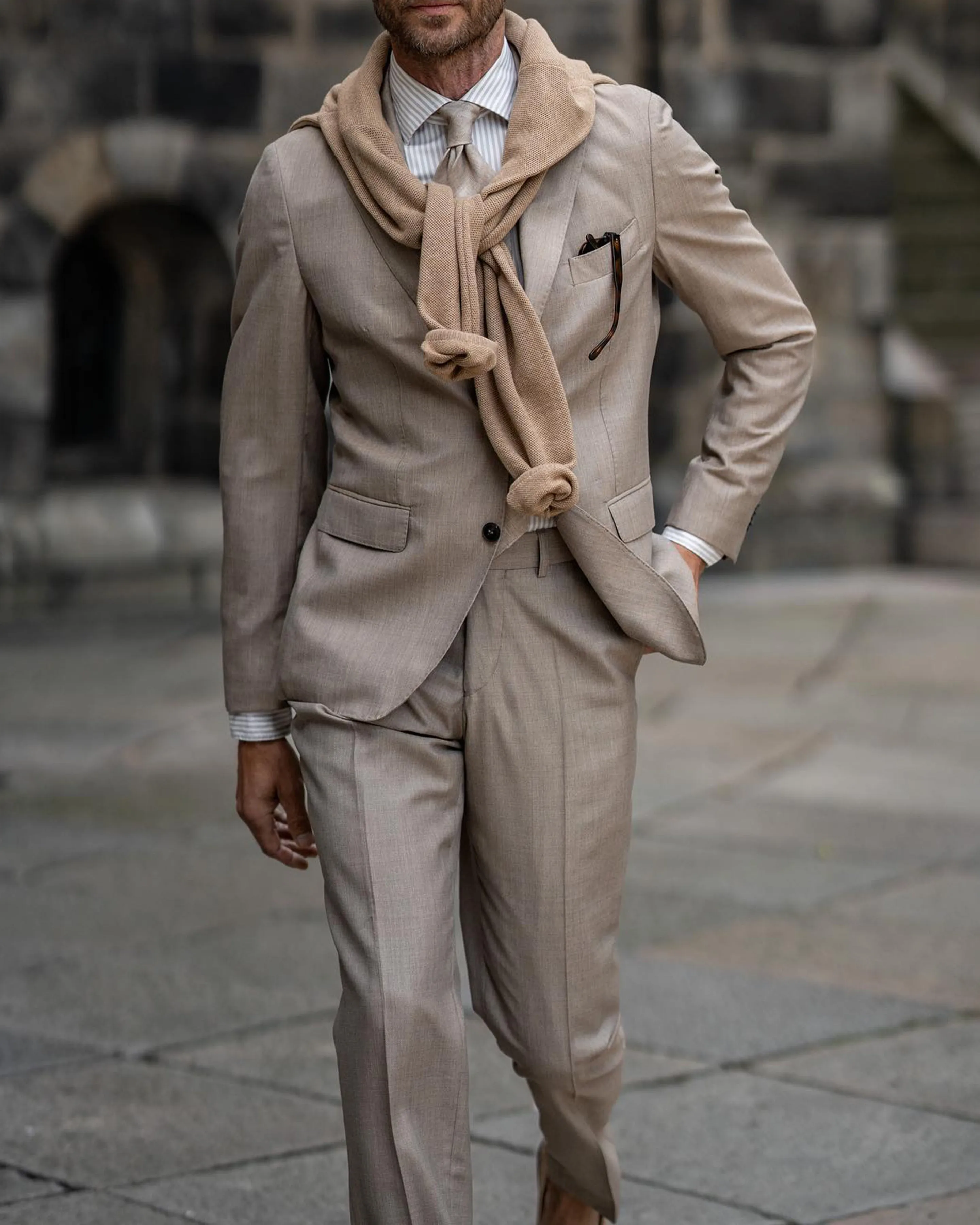 CAVALIERE - ALPHONSE Sand Slim Fit Suit Trousers 20SS23500-54