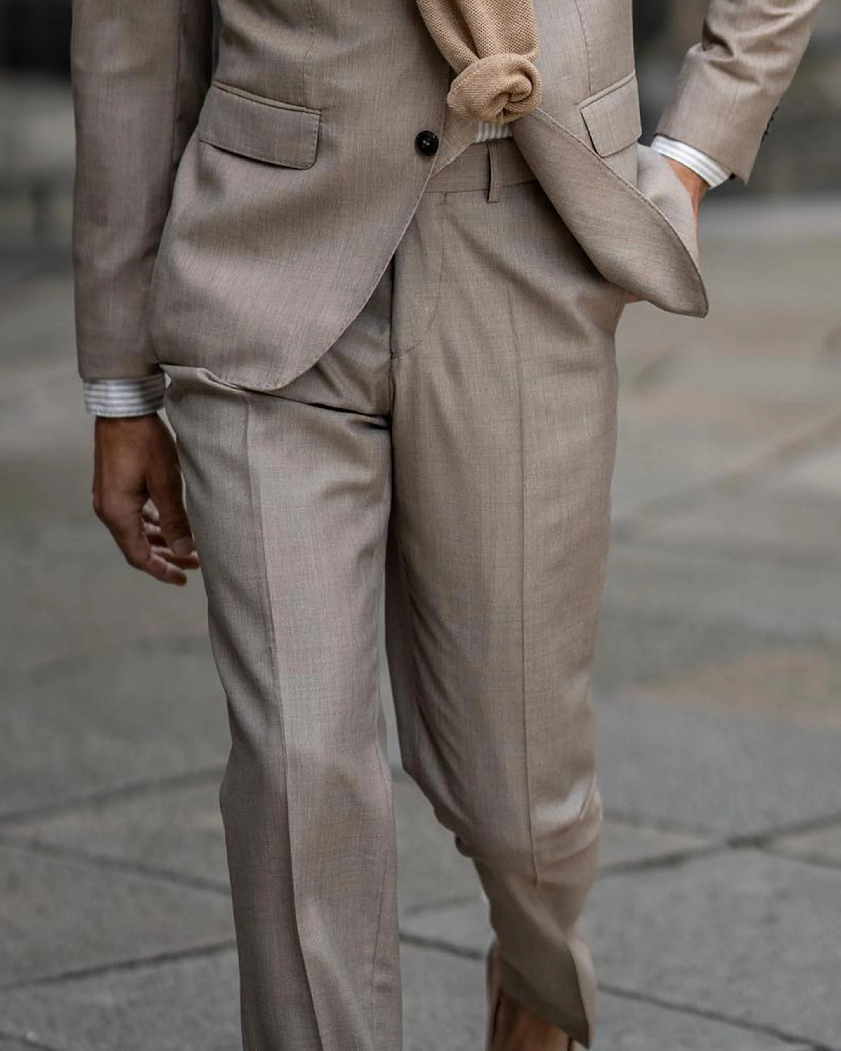 CAVALIERE - ALPHONSE Sand Slim Fit Suit Trousers 20SS23500-54
