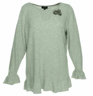 Charter Club Women's Plus Size Cashmere Embellished Peplum Sweater Gray Size 3X