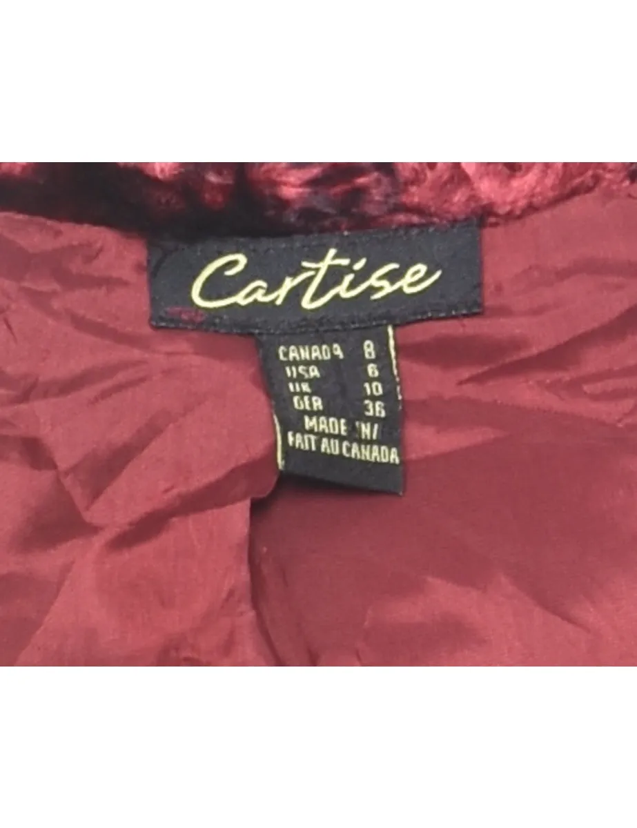 Cropped Faux Fur Coat - S