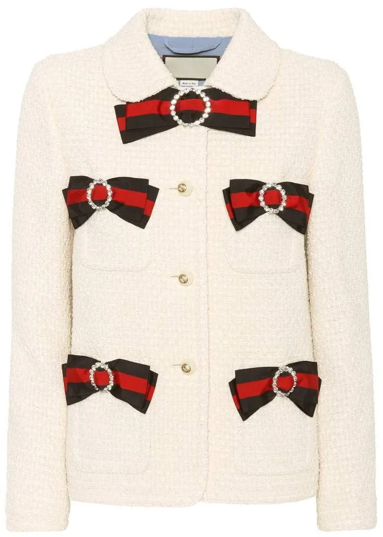 Embellished Tweed Jacket with Web Bows