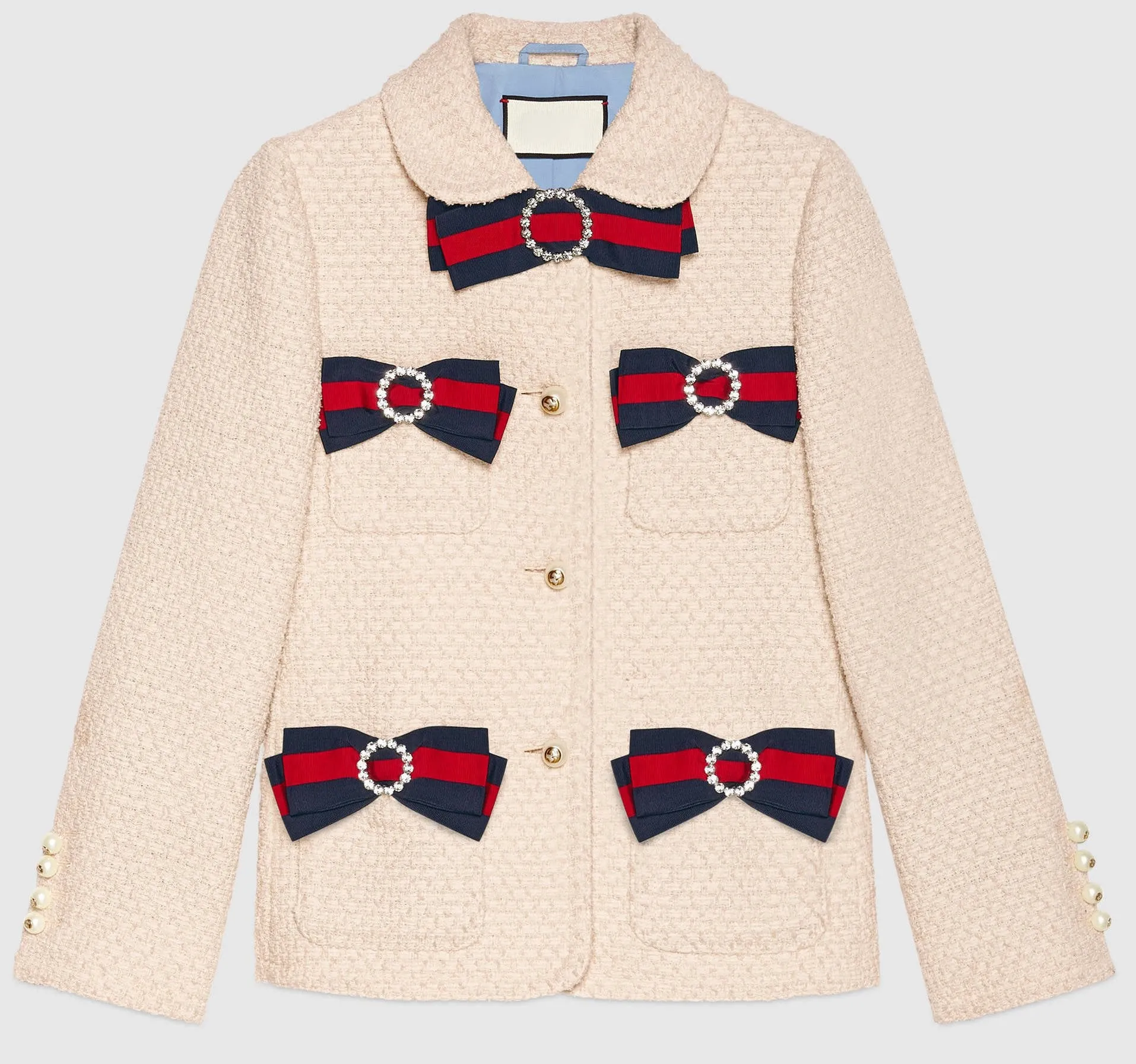 Embellished Tweed Jacket with Web Bows