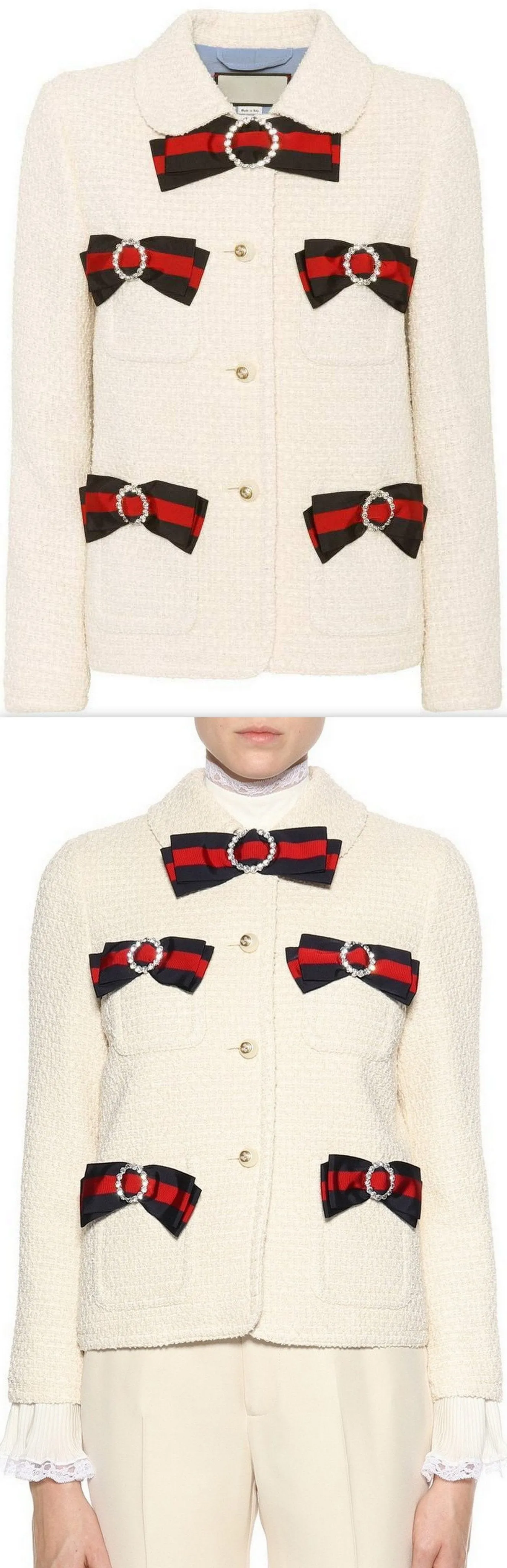 Embellished Tweed Jacket with Web Bows