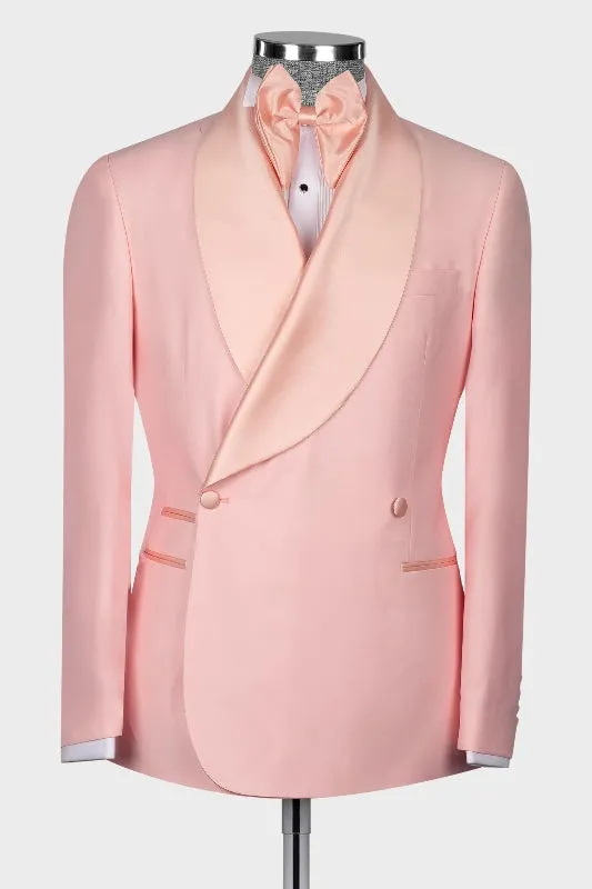 Hale Sophisticated Candy Pink Shawl Lapel Double-Breasted Suit