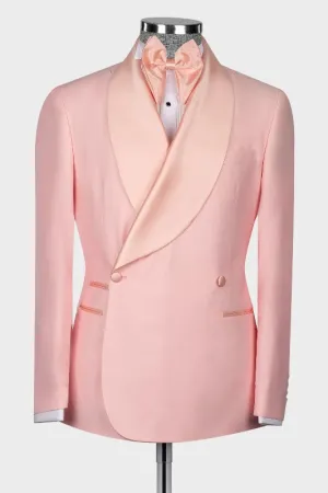 Hale Sophisticated Candy Pink Shawl Lapel Double-Breasted Suit