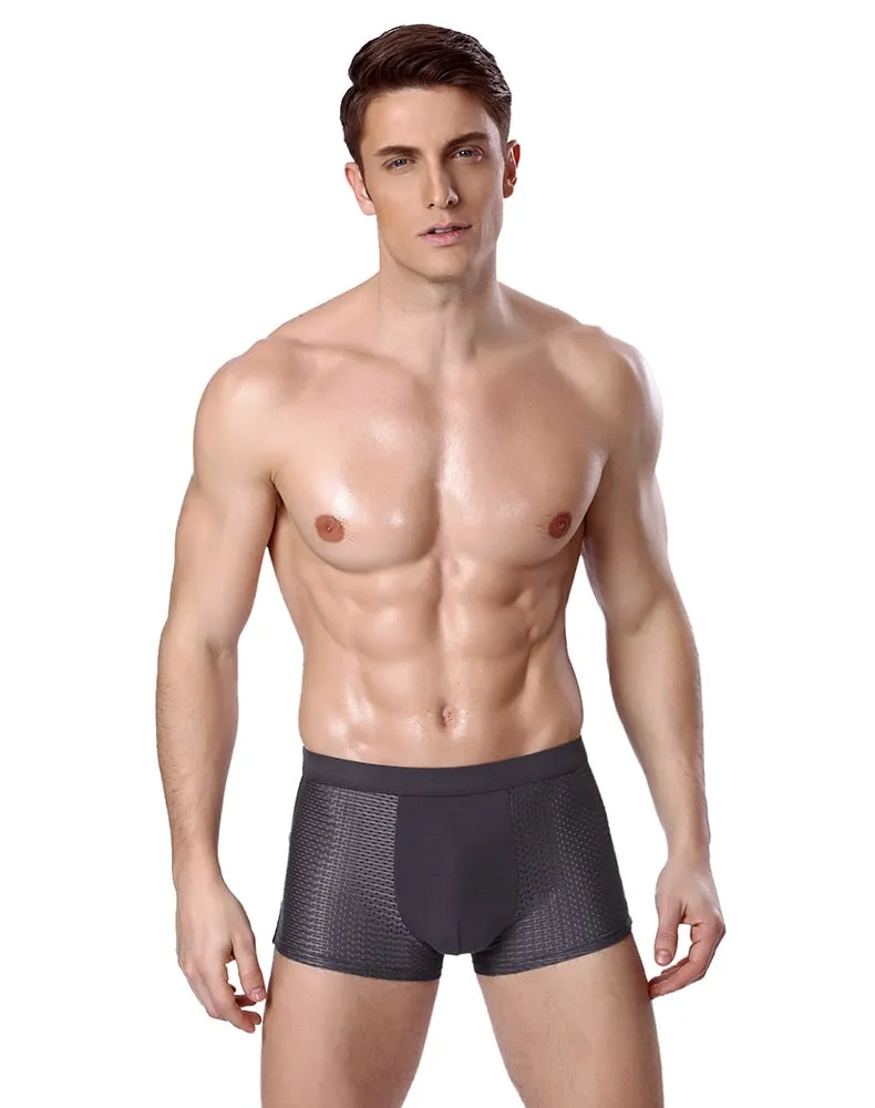 Jinquedai 8XL Plus Banboo Fiber Men Underwear Male boxer  Solid Panties Shorts Men's  Underpants Breathable Intimate Man boxers 4pcs