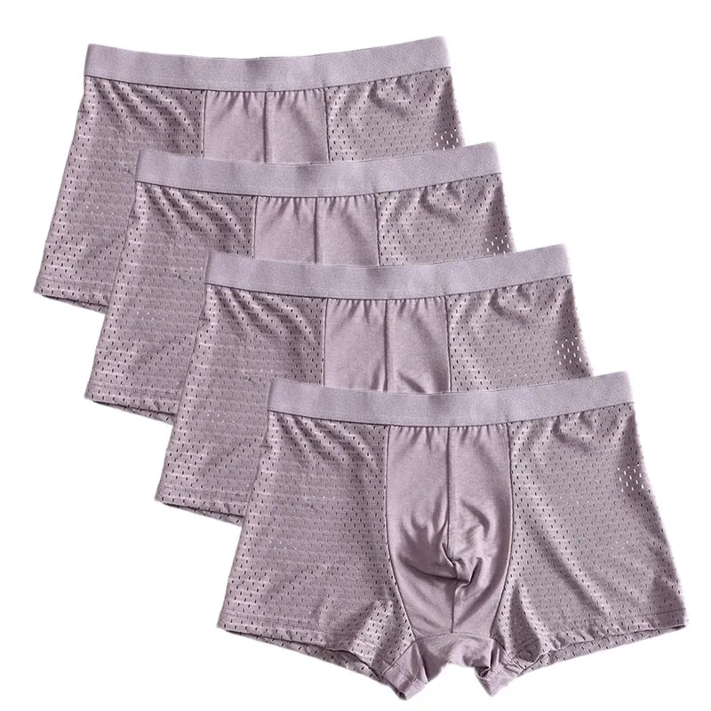 Jinquedai 8XL Plus Banboo Fiber Men Underwear Male boxer  Solid Panties Shorts Men's  Underpants Breathable Intimate Man boxers 4pcs