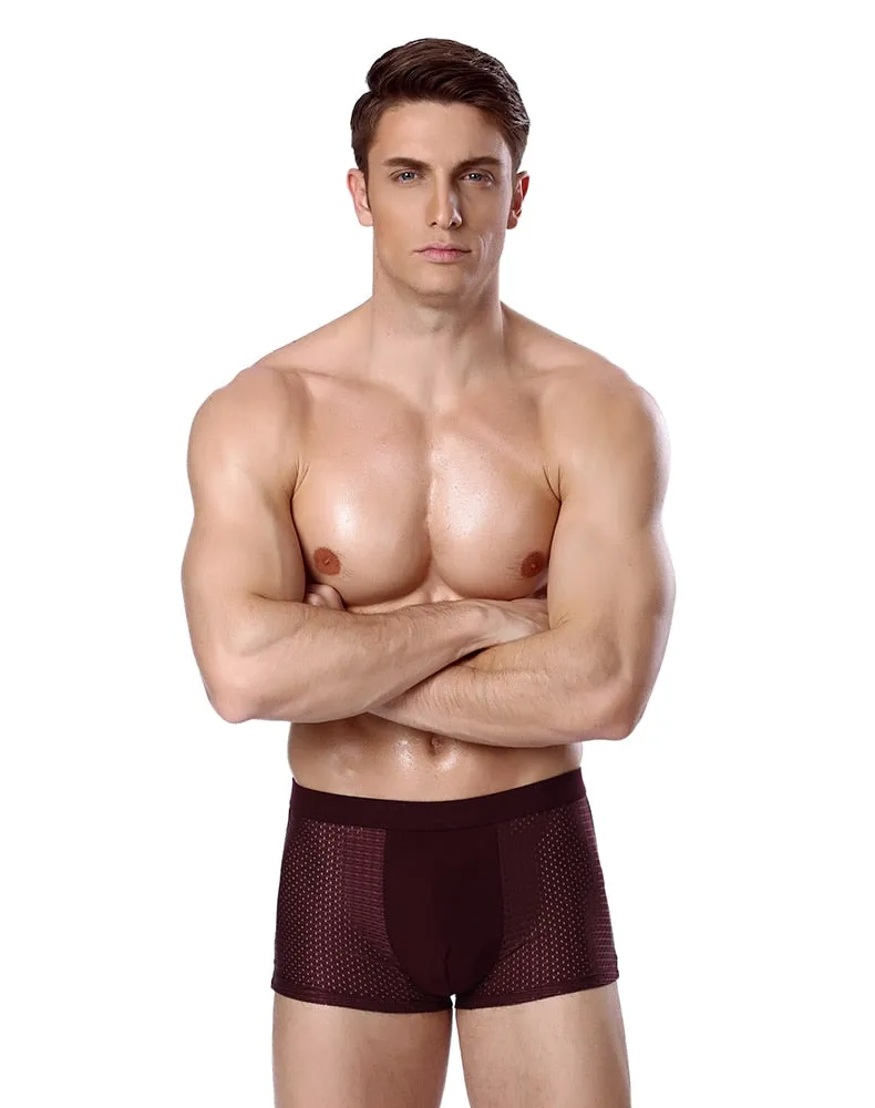 Jinquedai 8XL Plus Banboo Fiber Men Underwear Male boxer  Solid Panties Shorts Men's  Underpants Breathable Intimate Man boxers 4pcs