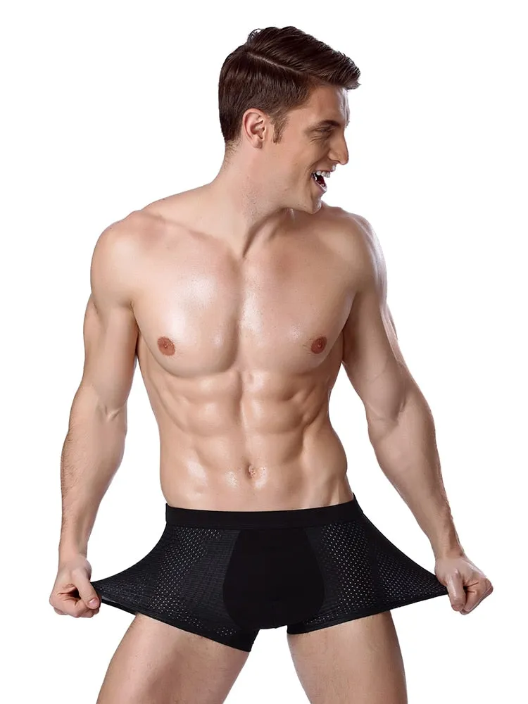 Jinquedai 8XL Plus Banboo Fiber Men Underwear Male boxer  Solid Panties Shorts Men's  Underpants Breathable Intimate Man boxers 4pcs