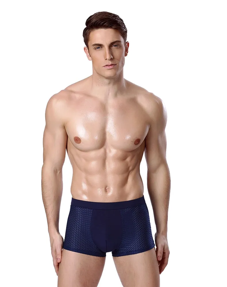 Jinquedai 8XL Plus Banboo Fiber Men Underwear Male boxer  Solid Panties Shorts Men's  Underpants Breathable Intimate Man boxers 4pcs