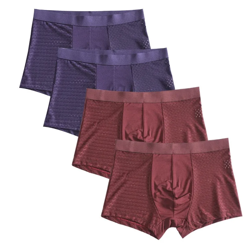 Jinquedai 8XL Plus Banboo Fiber Men Underwear Male boxer  Solid Panties Shorts Men's  Underpants Breathable Intimate Man boxers 4pcs