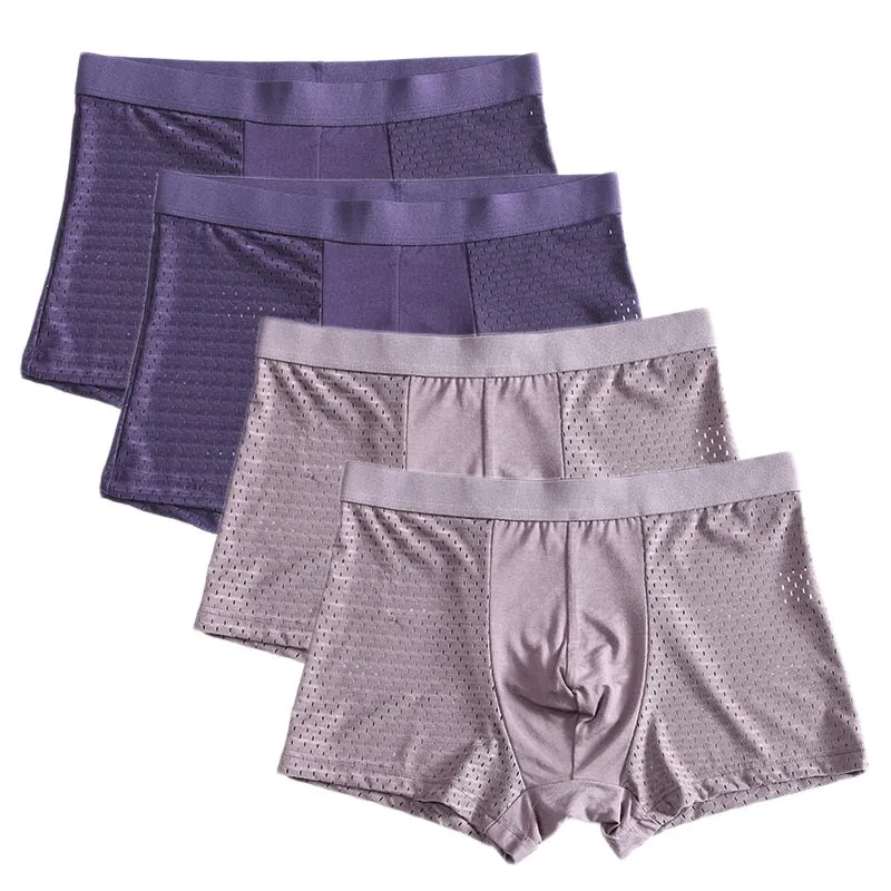 Jinquedai 8XL Plus Banboo Fiber Men Underwear Male boxer  Solid Panties Shorts Men's  Underpants Breathable Intimate Man boxers 4pcs