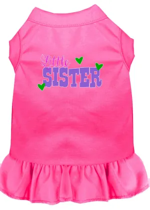 Little Sister Screen Print Dog Dress Bright Pink Xl