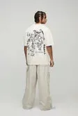 Men Oversized Extended Neck Blossom Floral Osaka Graphic T-Shirt