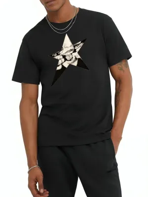 Men's Personalized Printed Summer T-shirt Tops Fashionable Outer Wear