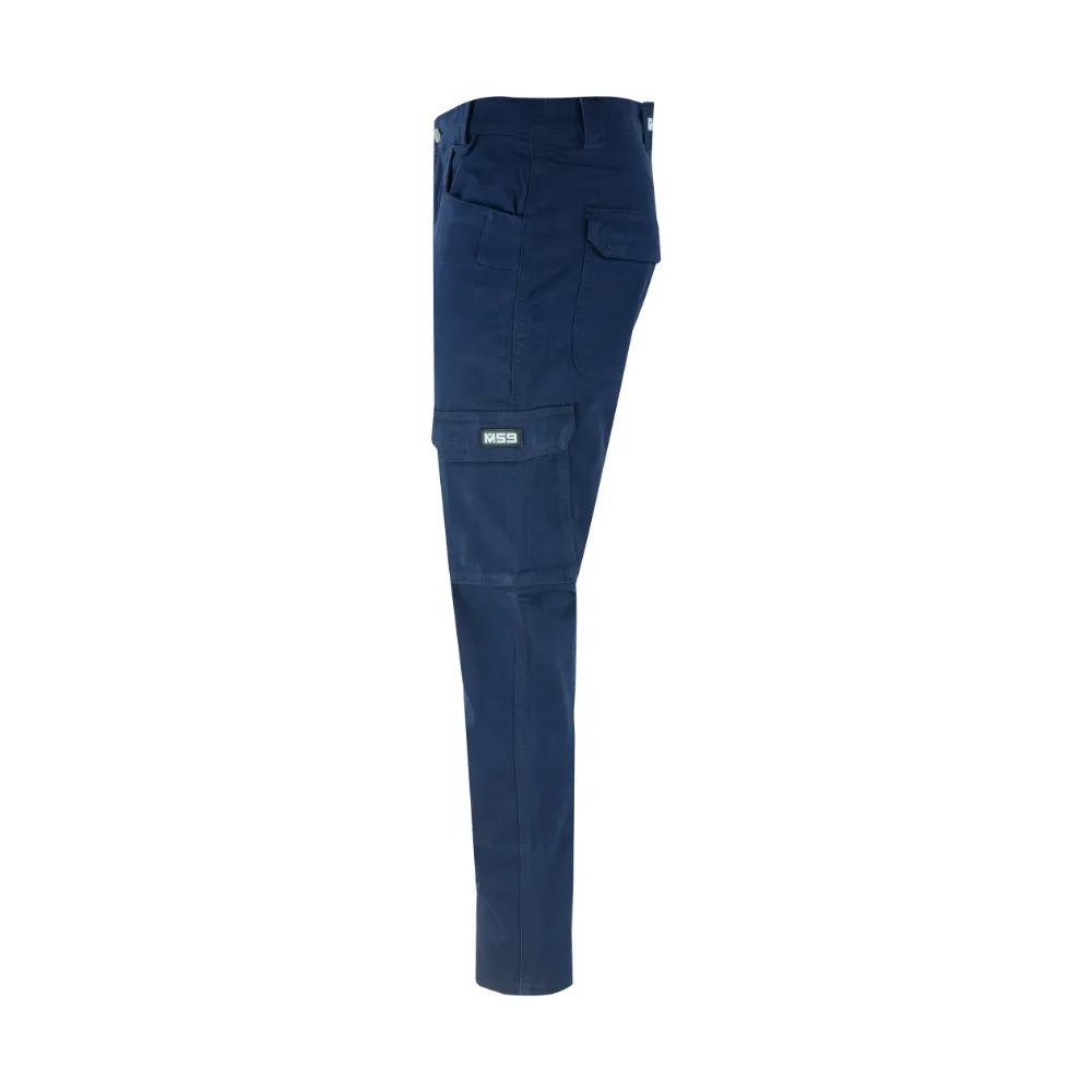MS9 K1 Navy Mens Slim Fit Stretch Pants Trousers