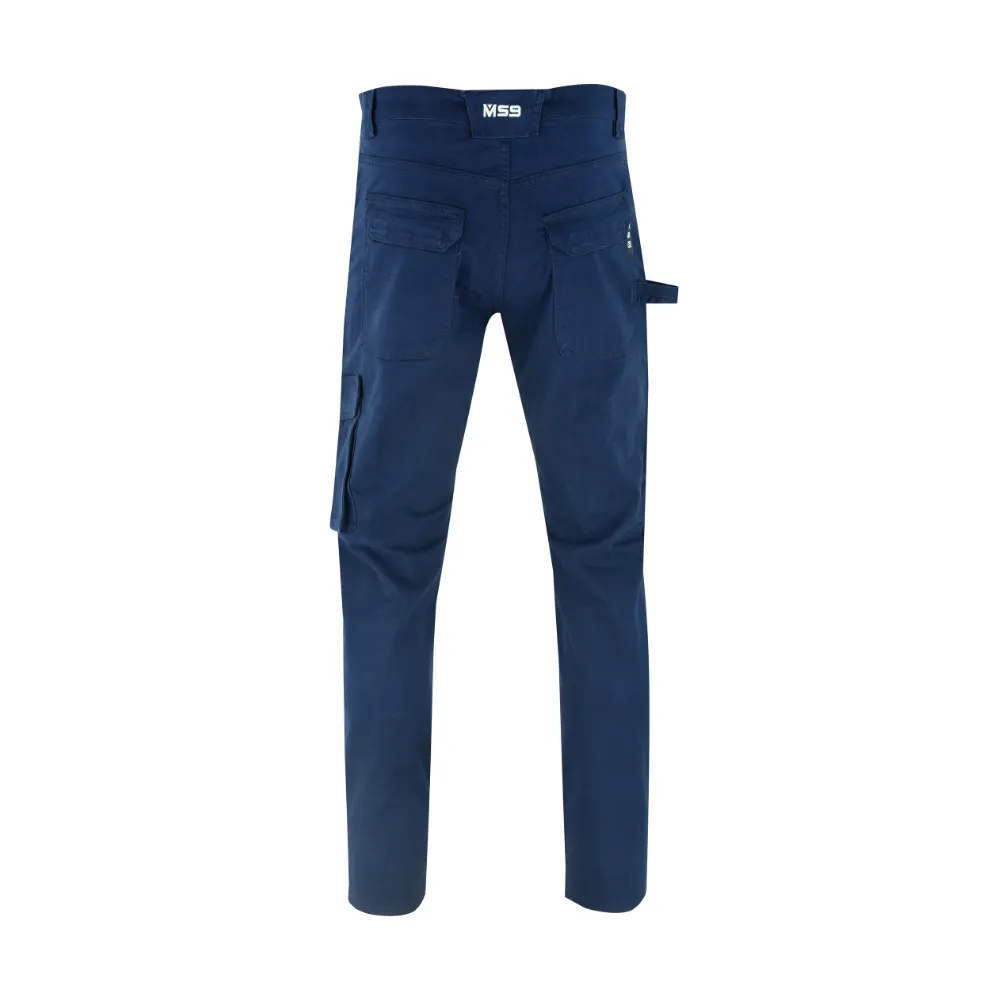 MS9 K1 Navy Mens Slim Fit Stretch Pants Trousers