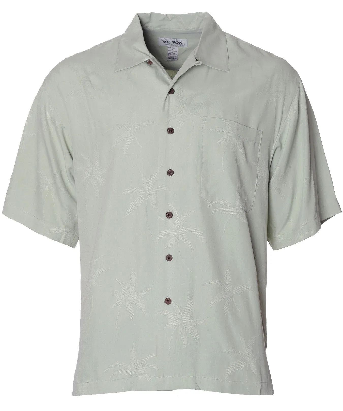 Silk Aloha Shirt Tropical Palms