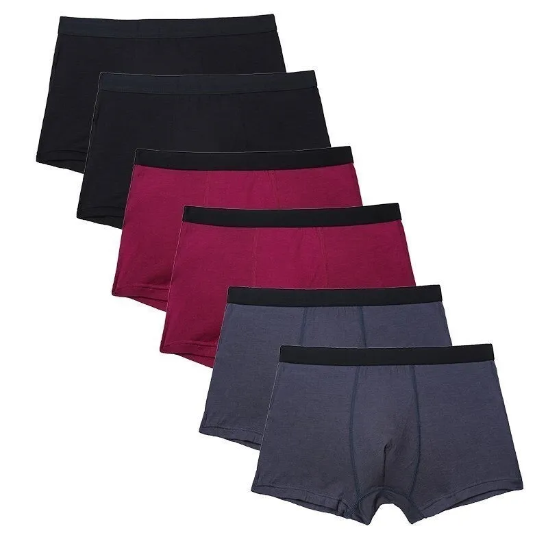 Solid Comfortable Underwear Set For Men 6 Pack