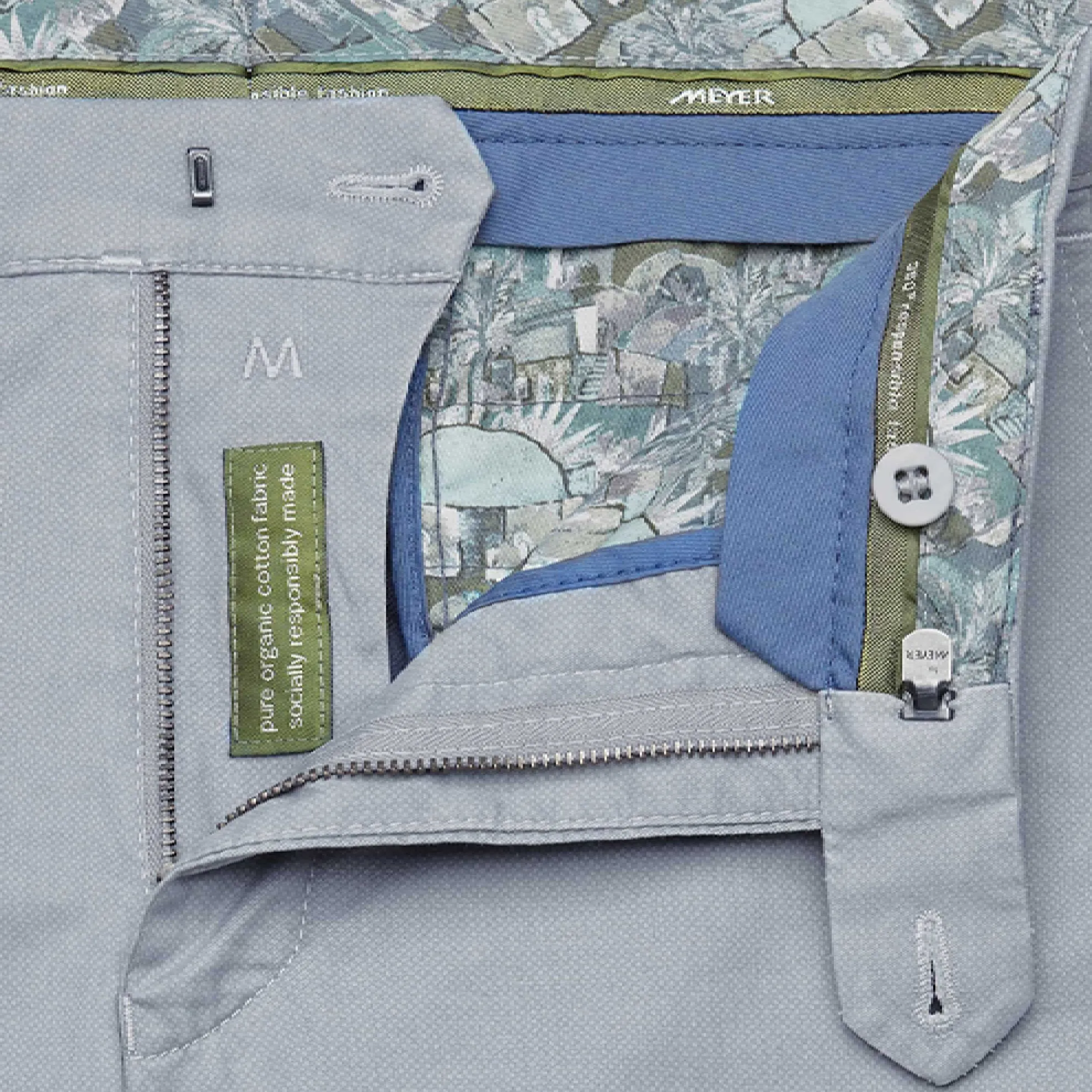 Tokyo Slim Fit Micro Print Organic Cotton Pant / Grey