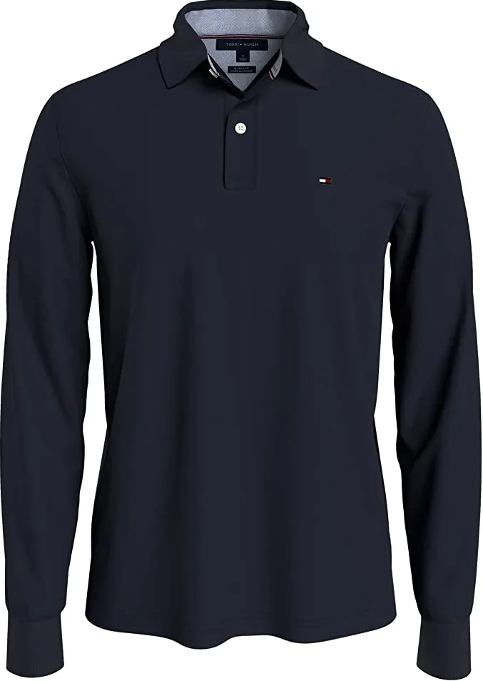 Tommy Hilfiger Mens Ivy Solid Long Sleeve Polo Shirt