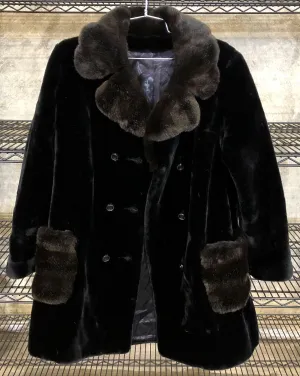Vintage Dubrowsky & Joseph Women's Long Black Borgazia Faux Fur Coat - Size 12