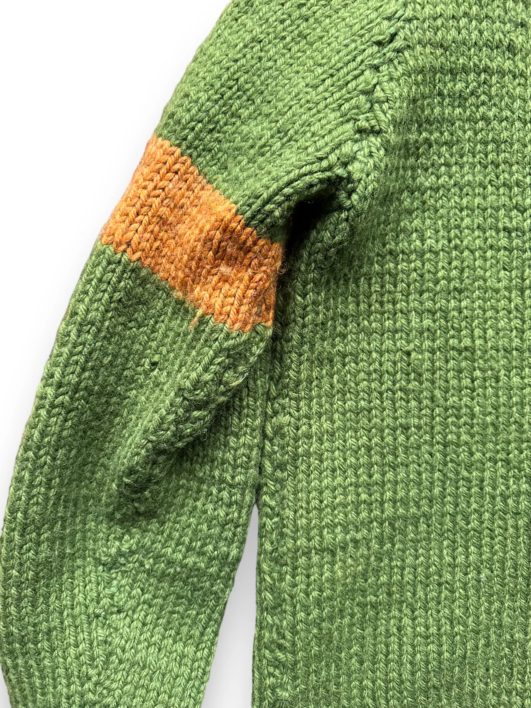 Vintage Green and Brown Striped Handknit Sweater SZ L | Vintage Wool Sweaters Seattle | Barn Owl Vintage Seattle