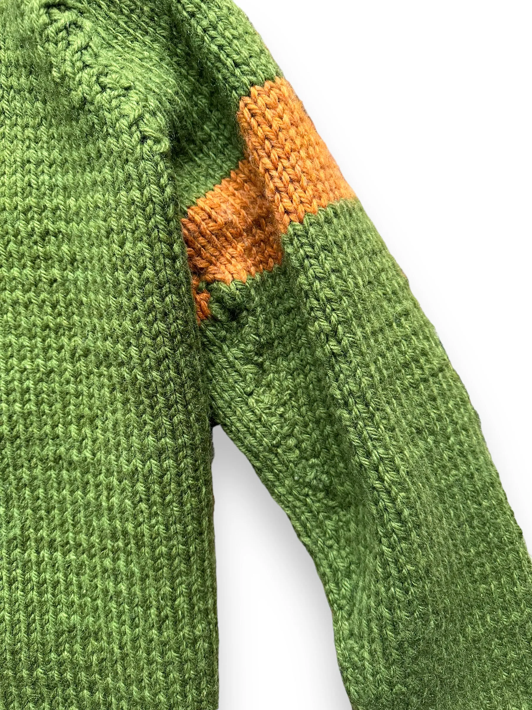 Vintage Green and Brown Striped Handknit Sweater SZ L | Vintage Wool Sweaters Seattle | Barn Owl Vintage Seattle