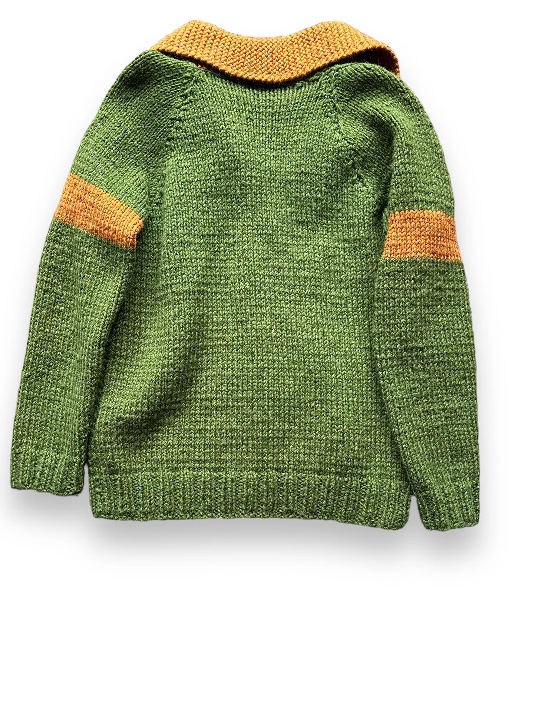 Vintage Green and Brown Striped Handknit Sweater SZ L | Vintage Wool Sweaters Seattle | Barn Owl Vintage Seattle