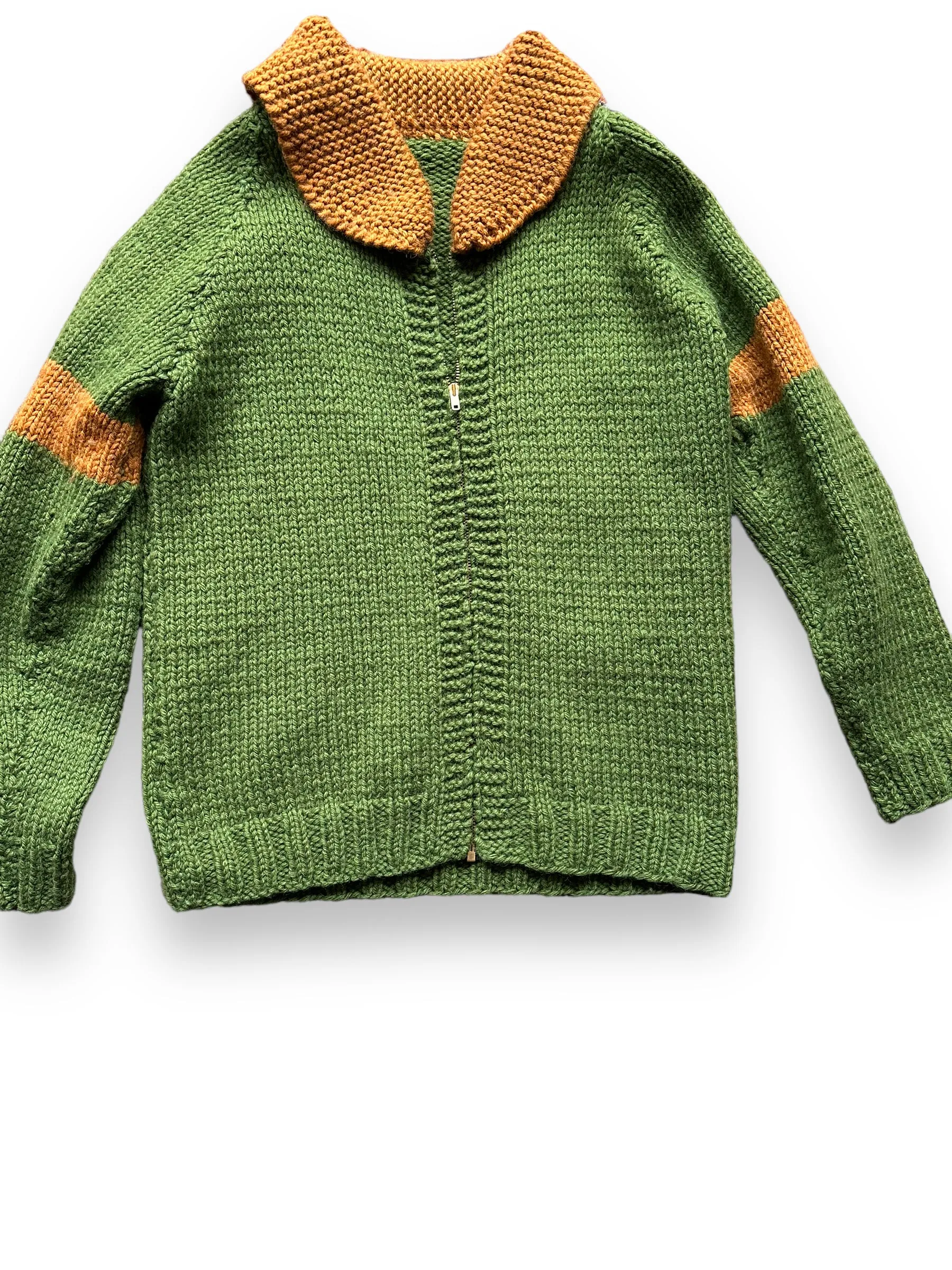 Vintage Green and Brown Striped Handknit Sweater SZ L | Vintage Wool Sweaters Seattle | Barn Owl Vintage Seattle