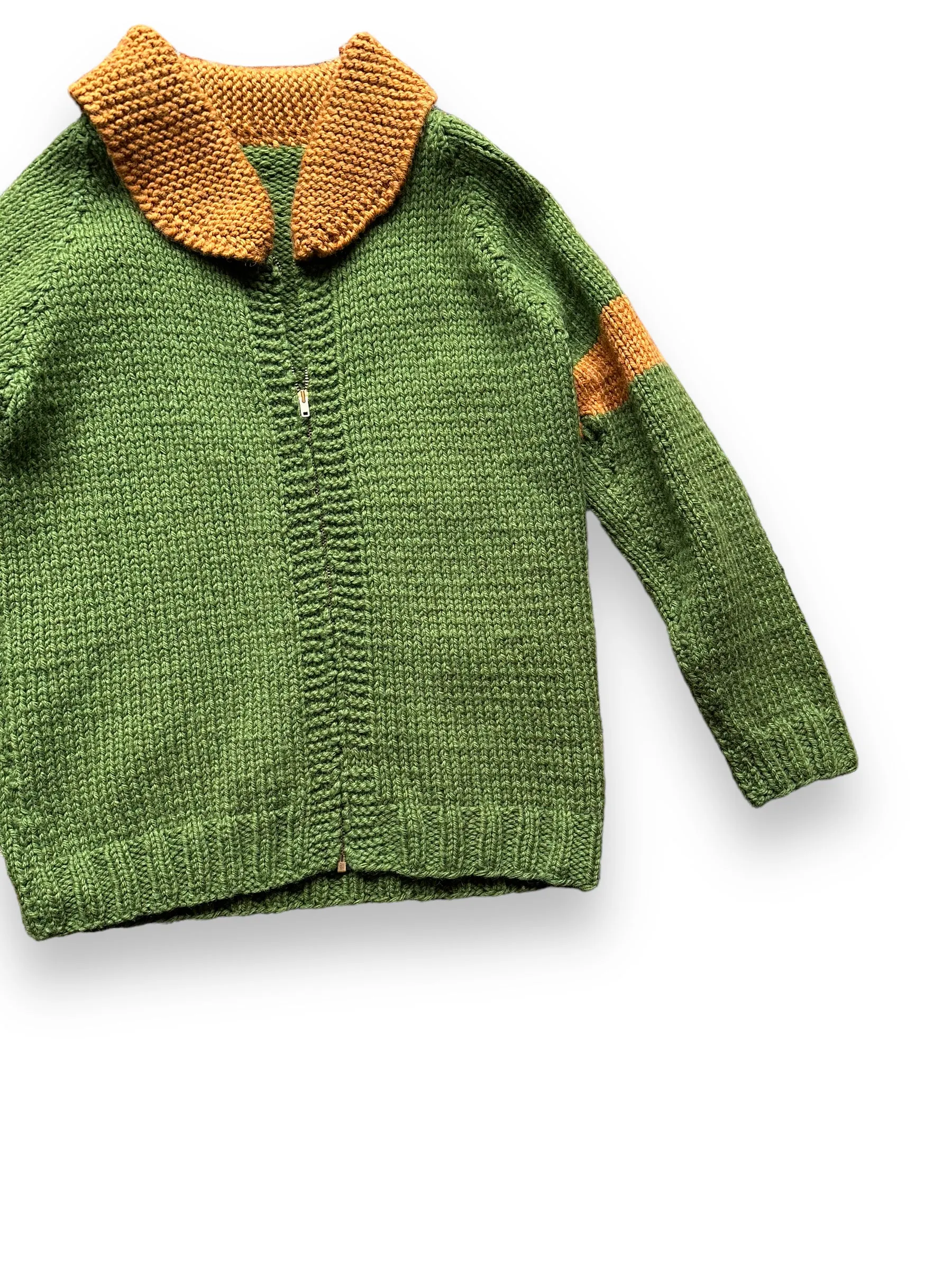 Vintage Green and Brown Striped Handknit Sweater SZ L | Vintage Wool Sweaters Seattle | Barn Owl Vintage Seattle