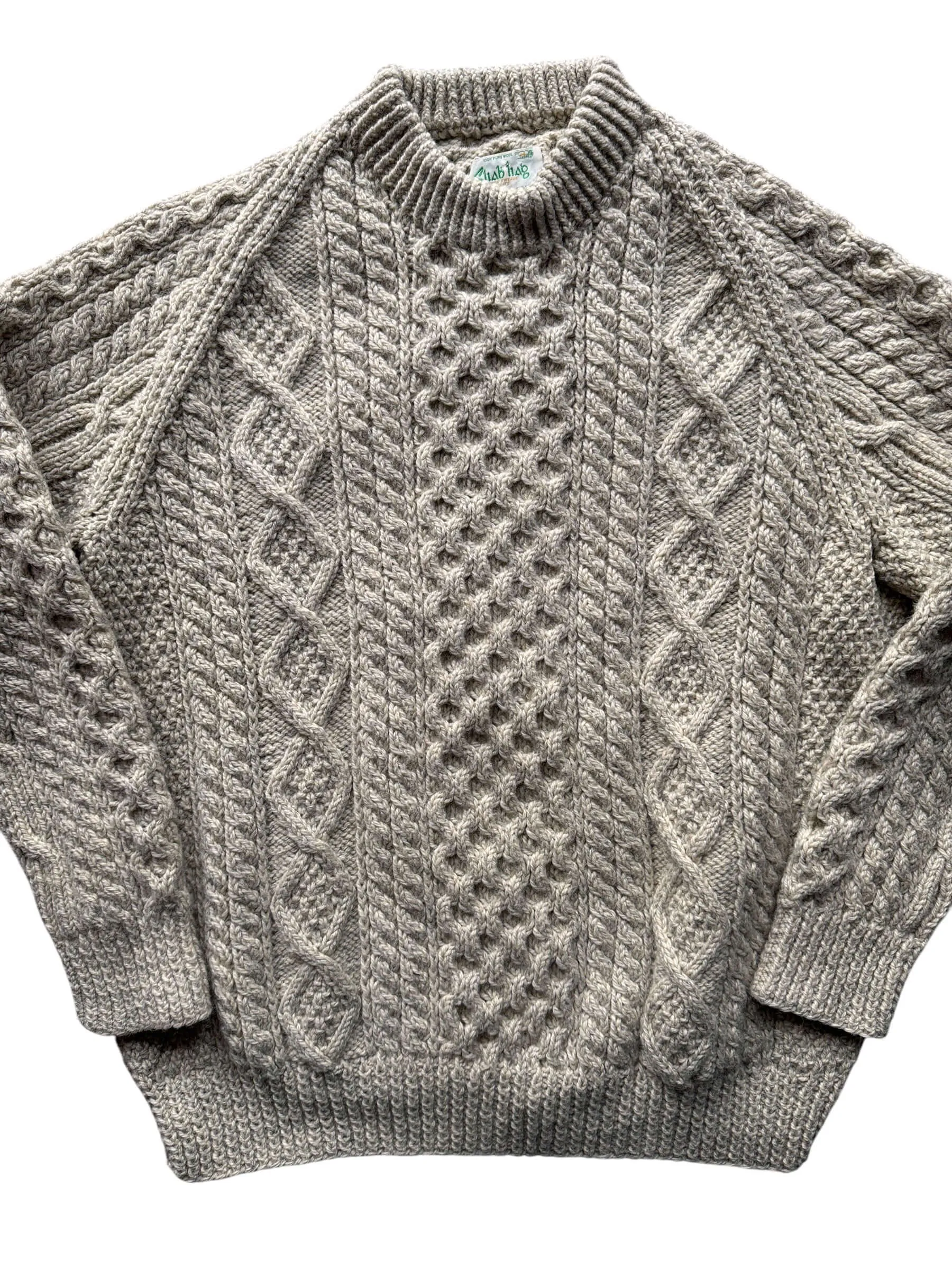 Vintage Sliab Liag Oatmeal Irish Cable Knit Fishermans Sweater SZ XL
