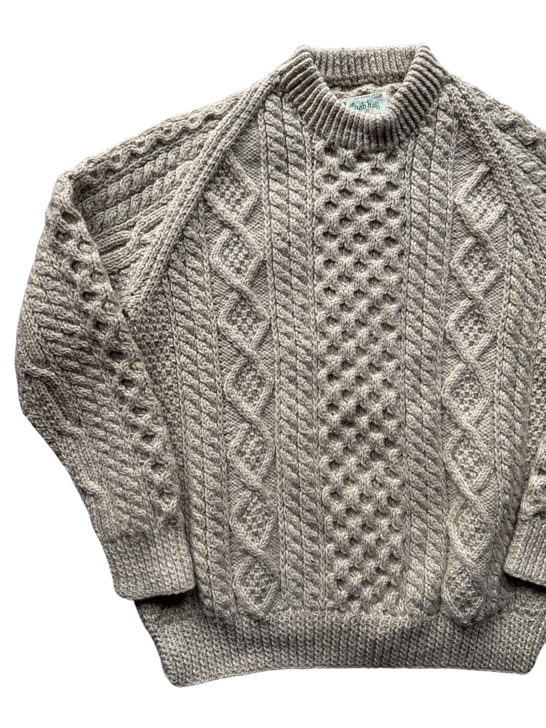 Vintage Sliab Liag Oatmeal Irish Cable Knit Fishermans Sweater SZ XL